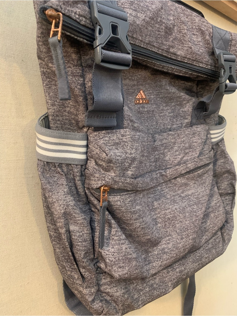 adidas Heather Grey Roll-Top Training Backpack - Picture 2 of 9